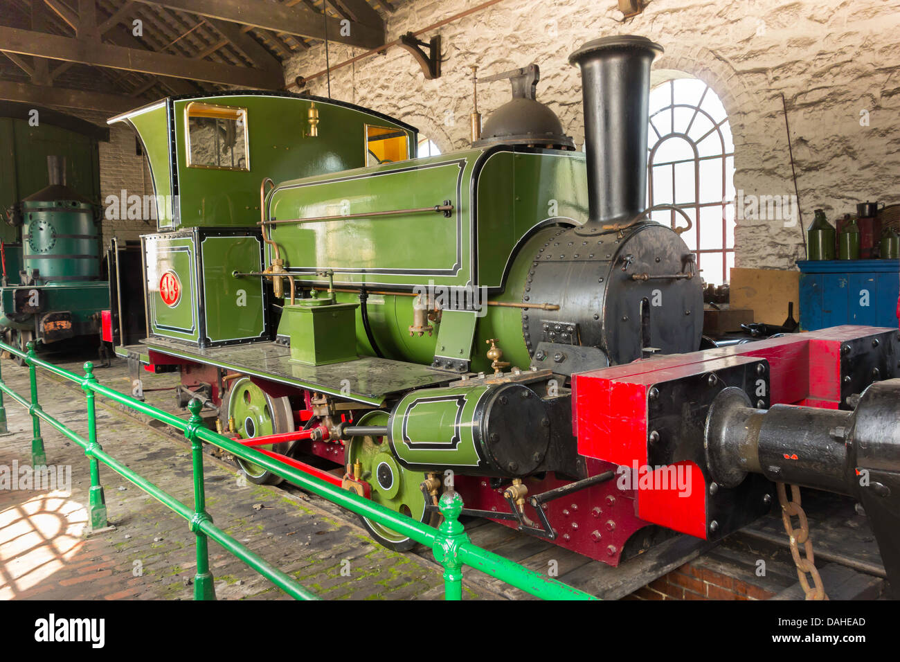 Restored steam locomotive No. 18 built in 1877, which worked at Seaham docks for 93 years, at Beamish Museum of Northern Life Stock Photo
