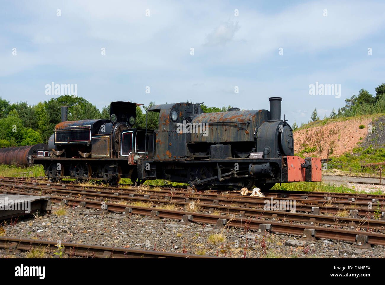 Two derelict industrial steam engines awaiting restoration
