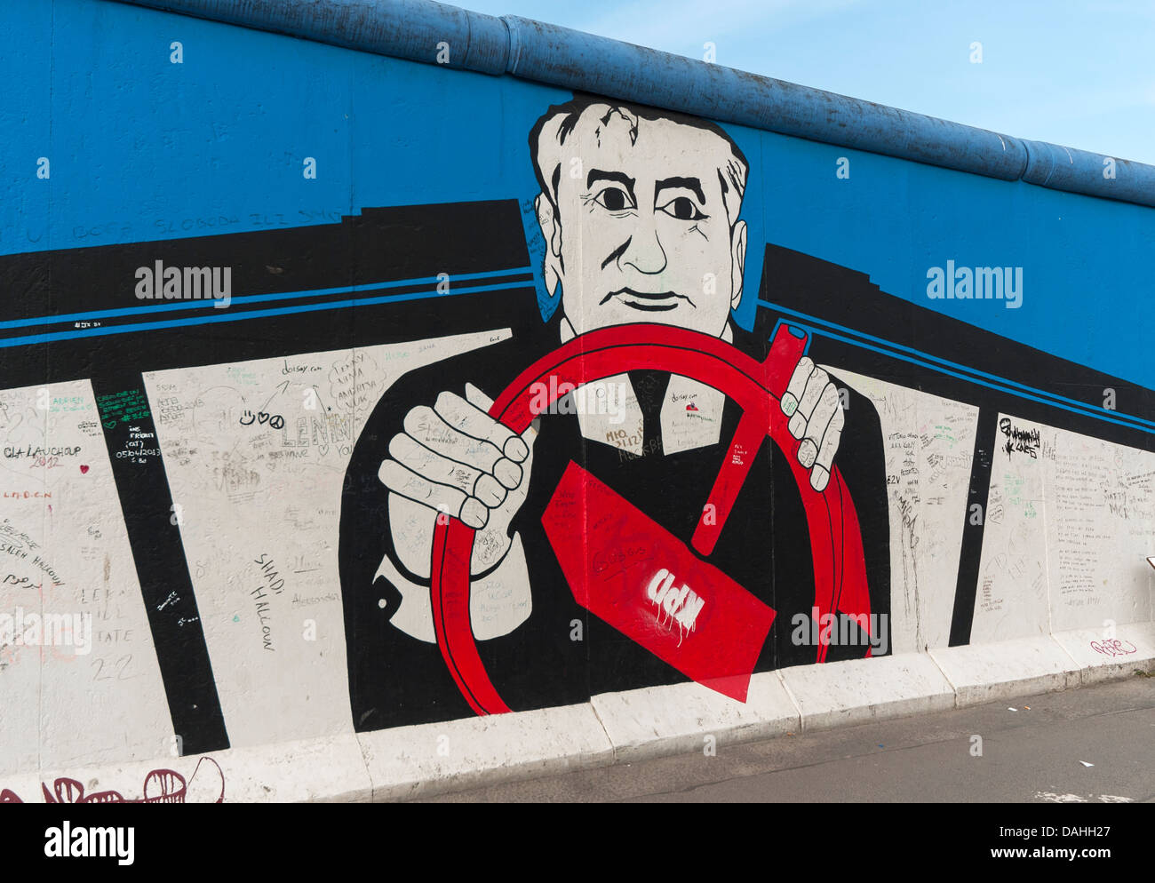 Mikhail Gorbachev Painitng by Lutz Rauschebart, East Side Gallery