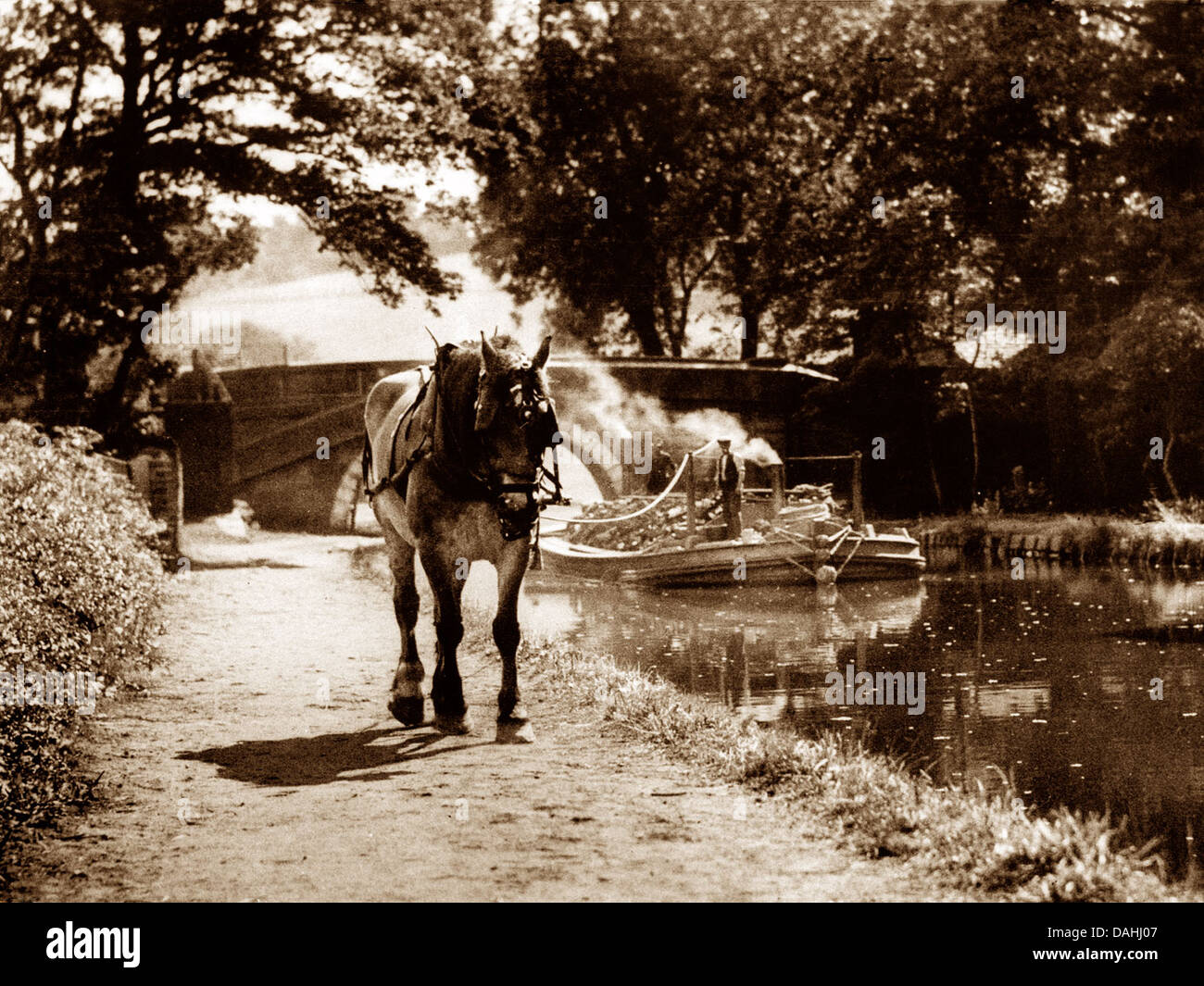 Leeds and Liverpool Canal horse drawn barge early 1900s Stock Photo Alamy