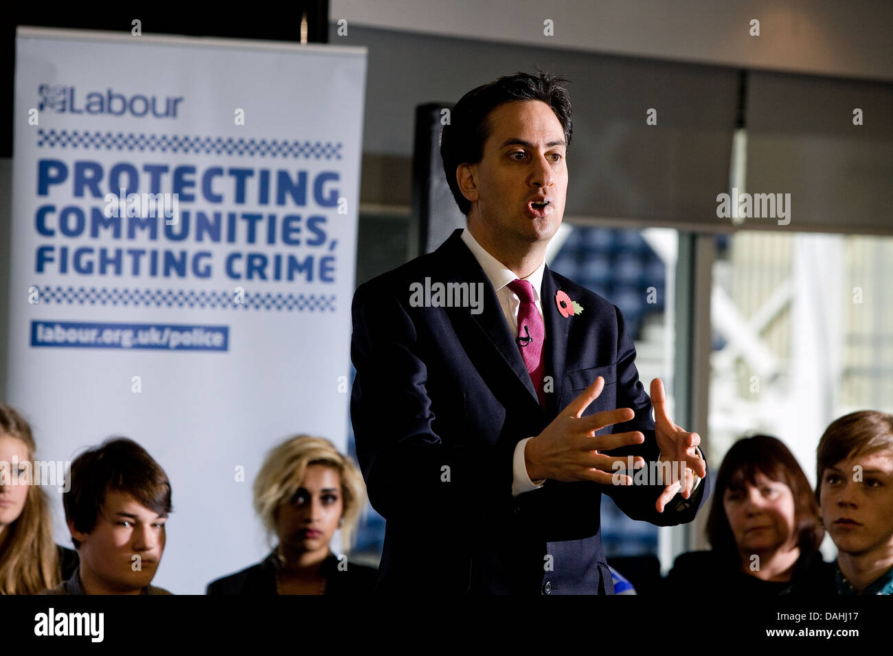 Ed Miliband launches the Labour party's Police and Crime Commissioner ( PCC ) election Stock Photo