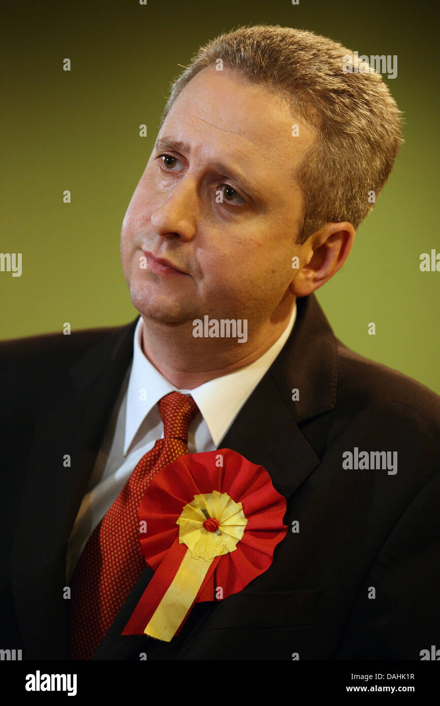Local election night at Castle Leisure Centre, Bury. Labour MP Ivan Lewis after the results. Picture: Chris Bull Stock Photo