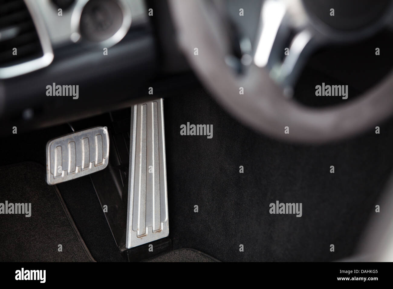 Brake and accelerator pedals in a car Stock Photo Alamy