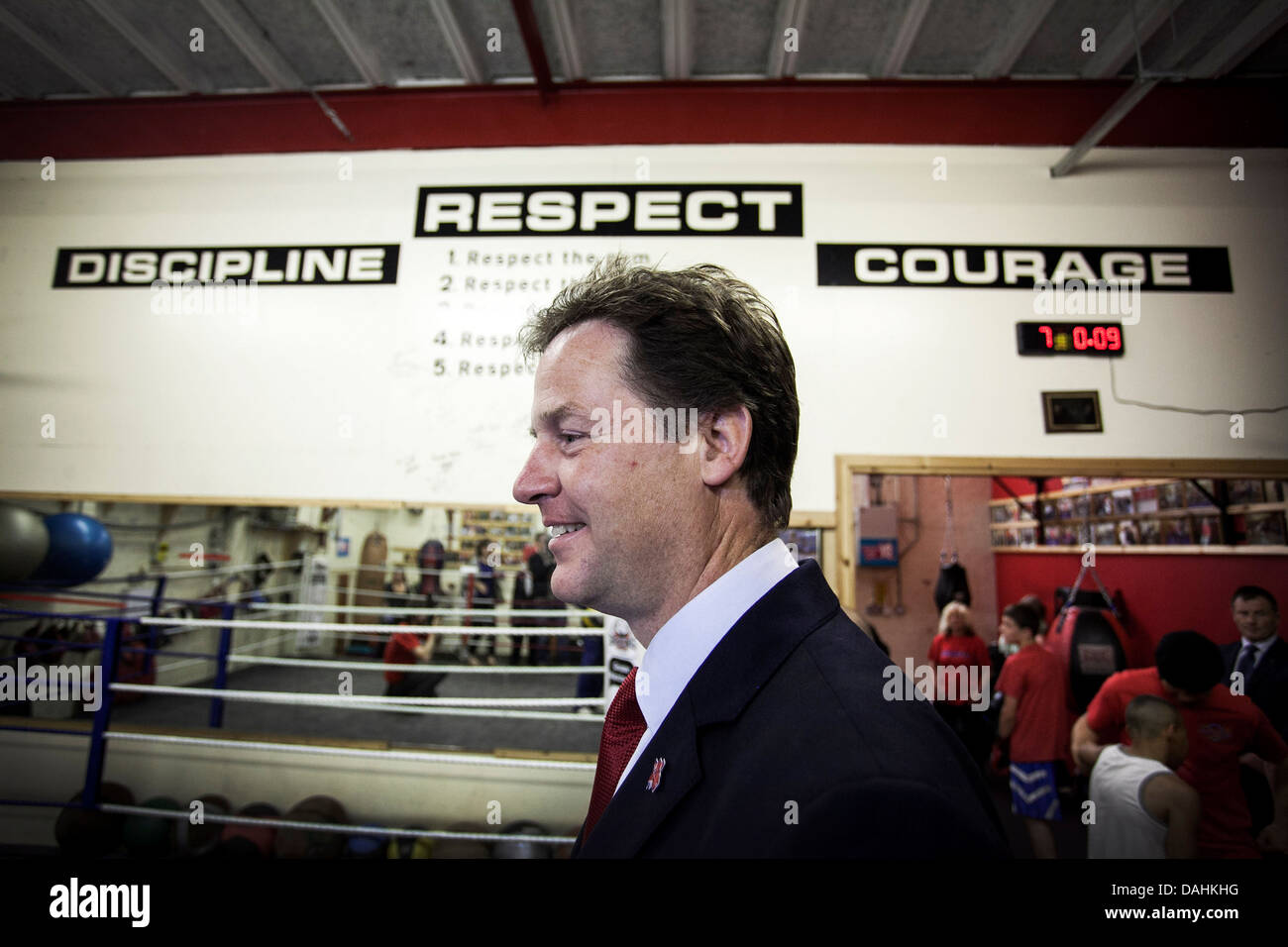 Nick Clegg respect courage discipline signs Stock Photo