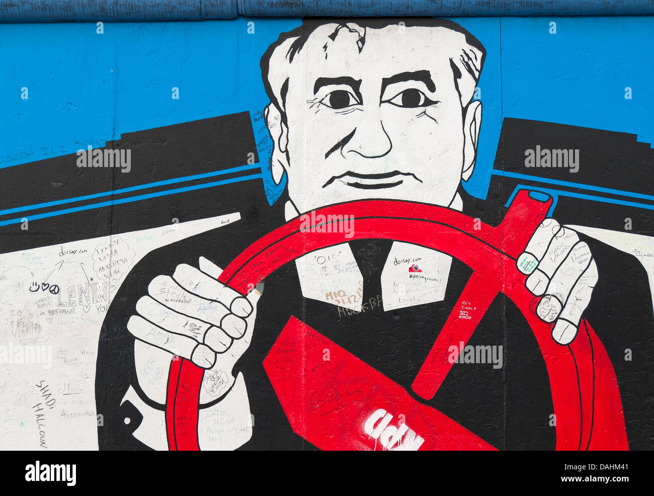 Mikhail Gorbachev Painitng by Lutz Rauschebart, East Side Gallery