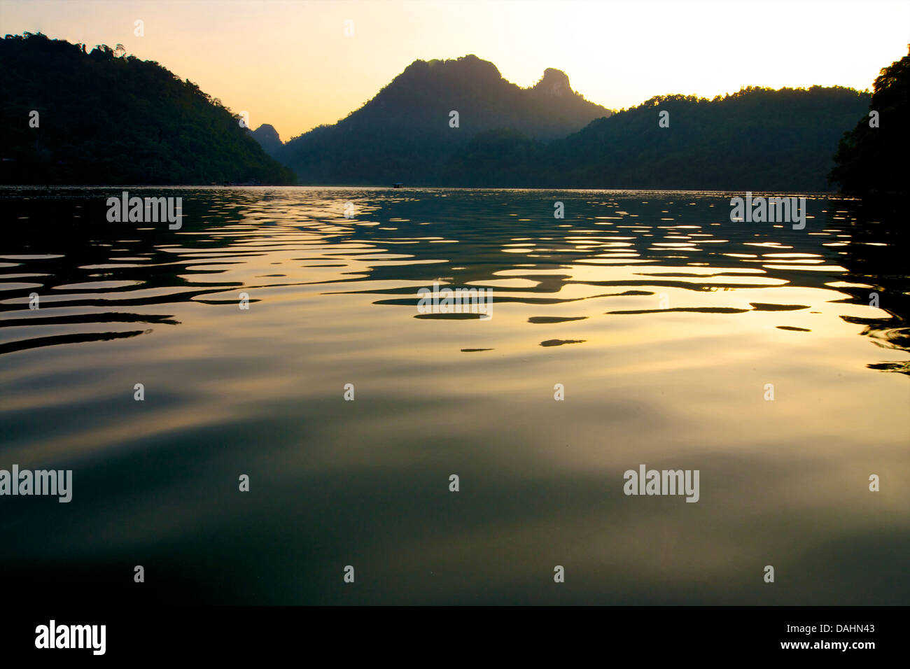 Still waters of Ba Be lake, the largest natural lake in Vietnam. Bac