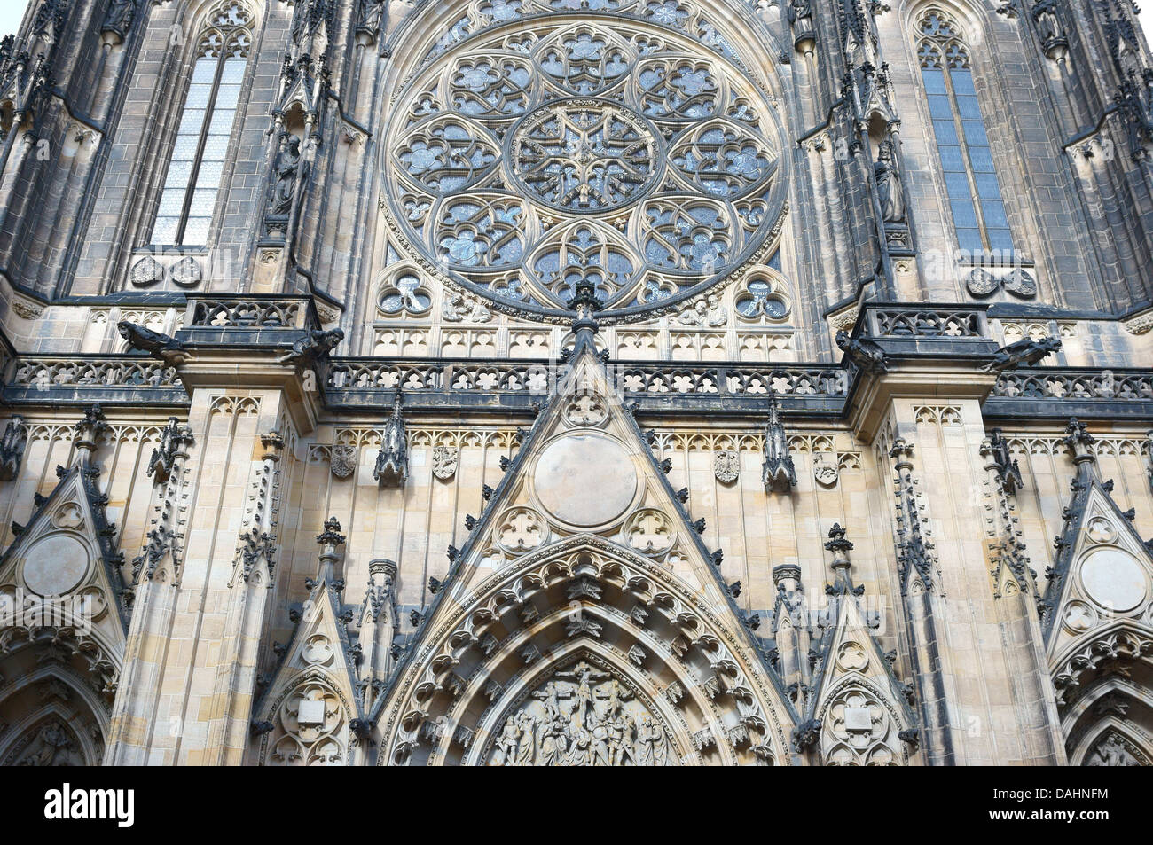 Prague St Vitus Cathedral Gothic facade Stock Photo