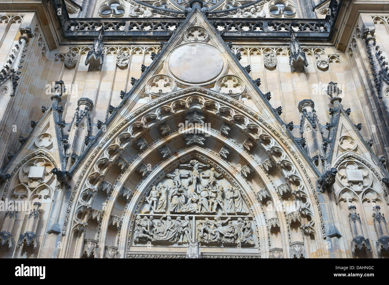 Prague St Vitus Cathedral Gothic facade Stock Photo