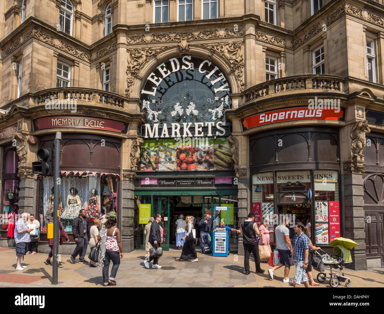 Facade of Leeds City Markets West Yorkshire UK Stock Photo