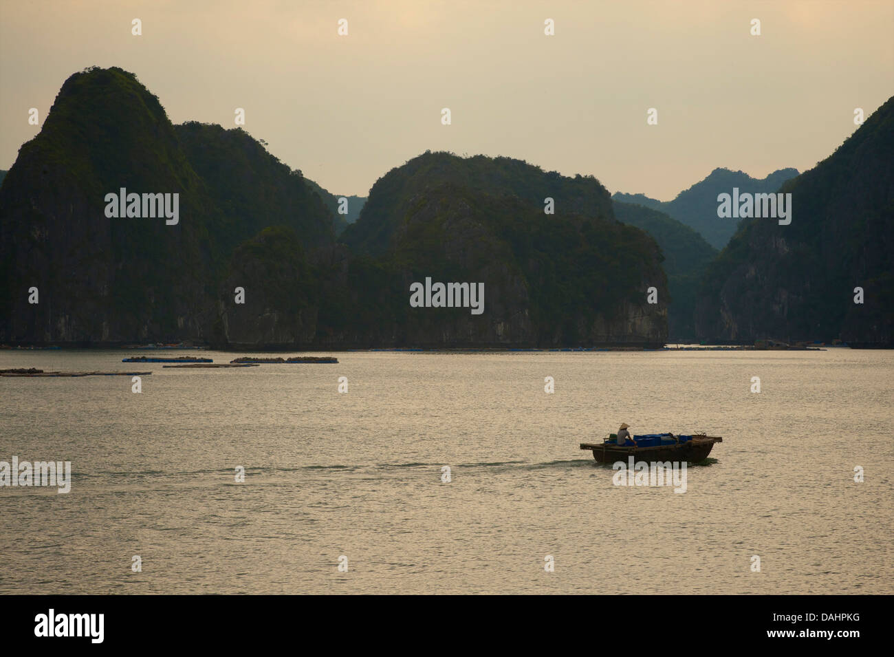 Small Vietnamese boat between Halong Bay and "Cat Ba" Island, Vietnam