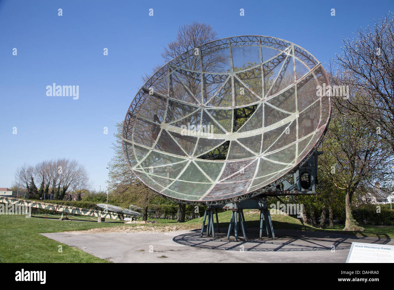 Wurzberg radar dish, used by Germany during the second world war. Now preserved at Duxford Stock Photo