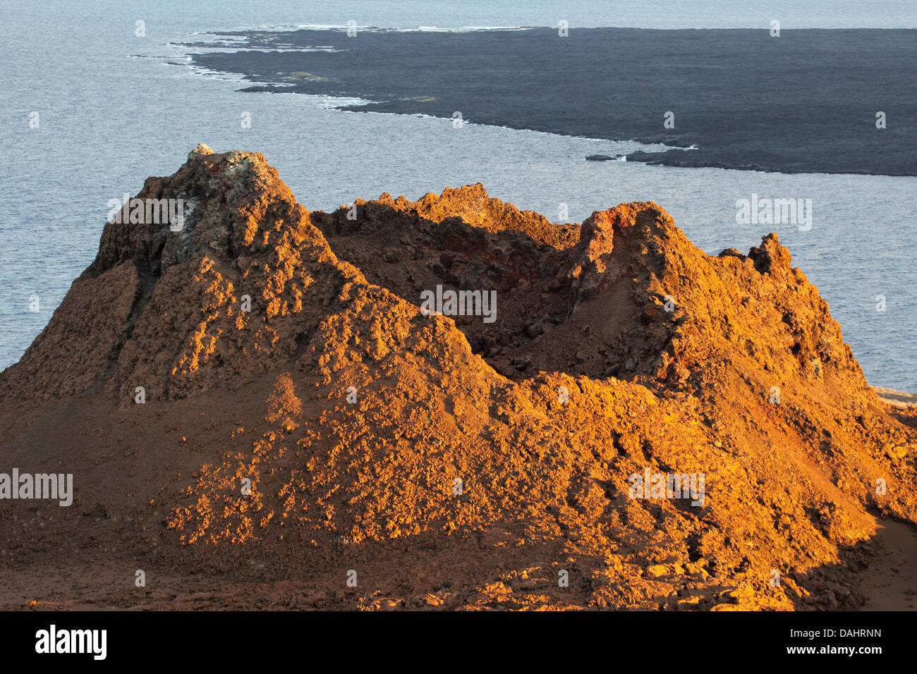 Volcanic spatter cone, a parasitic cone on Isla Bartolome in the Galapagos Islands Stock Photo