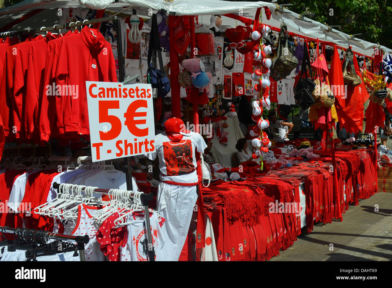 San Fermin festival merchandise and costumes for sale in Pamplona, Spain  Stock Photo - Alamy
