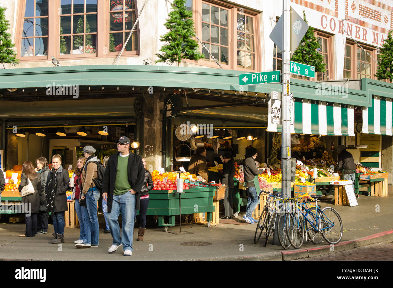 Pikes Place Farmer's Market, Seattle, Washington, USA. Stock Photo