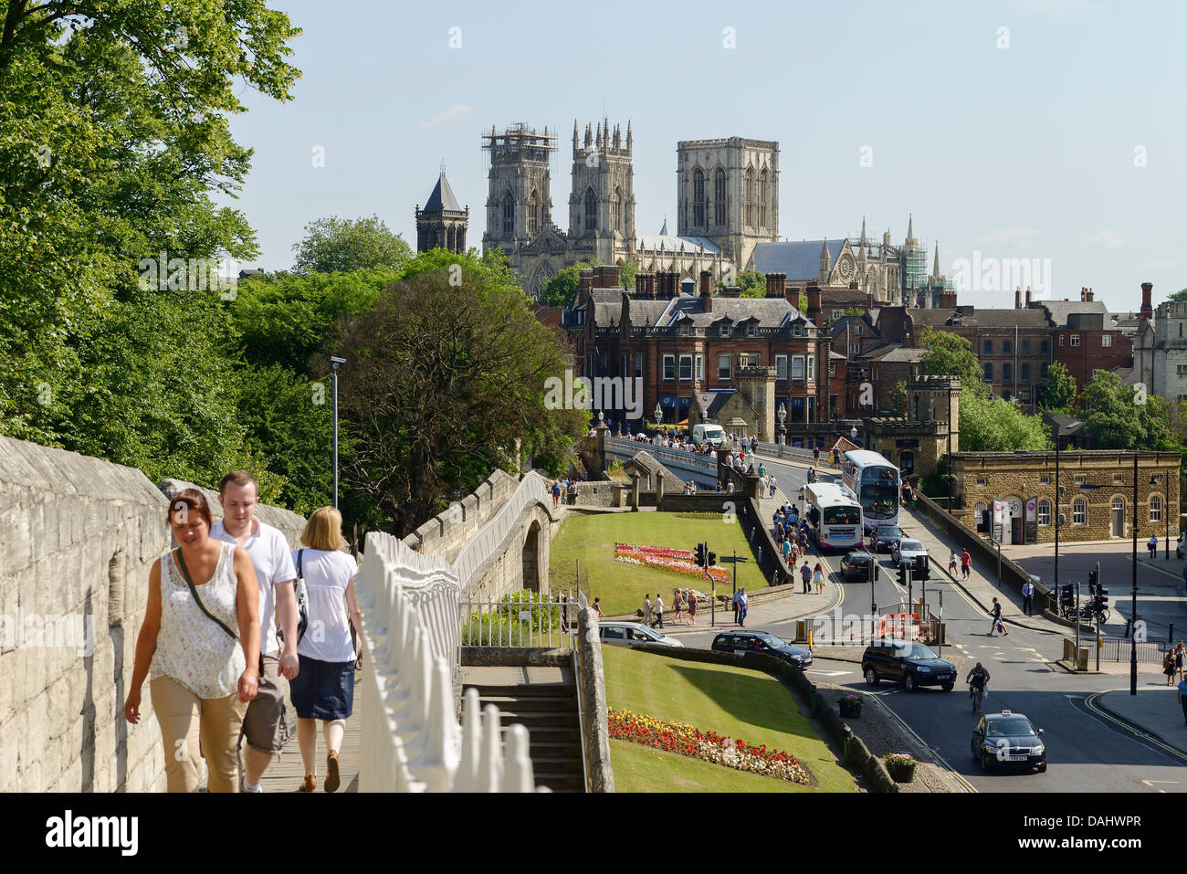 York city walls with the Cathedral in the distance Stock Photo