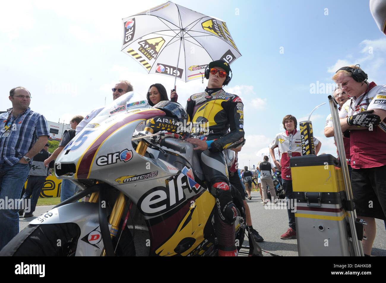 Oberlungwitz, Germany. 14th july 2013. Scott Redding (Marc VDS Racing) on the grid of Sachsenring circuit Stock Photo