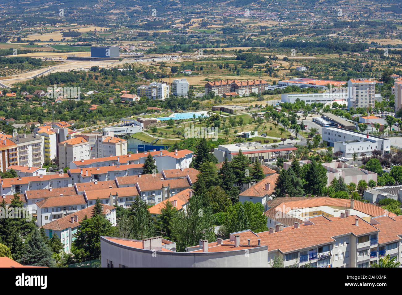Covilhã landscape with Portugal Telecom Data center Stock Photo