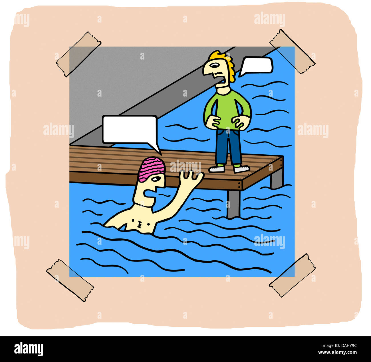 A man in the water about to swim over the English channel or similar, getting advice from his trainer Stock Photo - Alamy A man in the water about to swim over the English channel or similar, getting advice from his trainer Stock Photo - Alamy