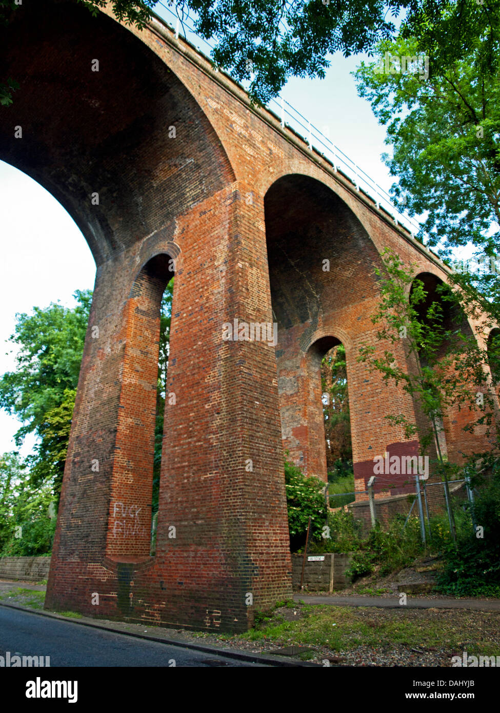View of Dollis Brook Viaduct, the highest point on the London Underground network Stock Photo