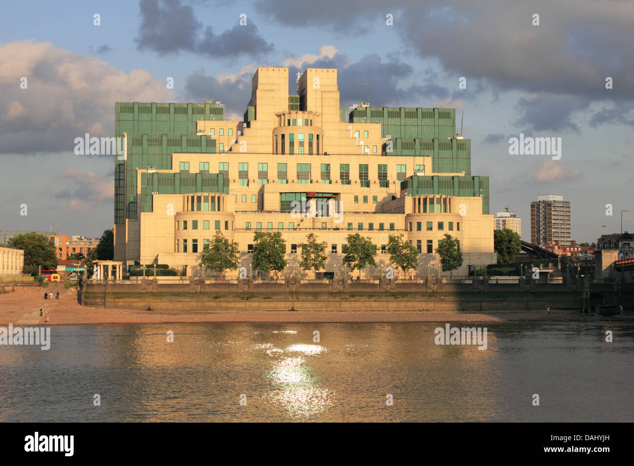 The SIS Building, known as the MI6 HQ Building at 85 Albert Embankment, Vauxhall Cross, London UK Stock Photo