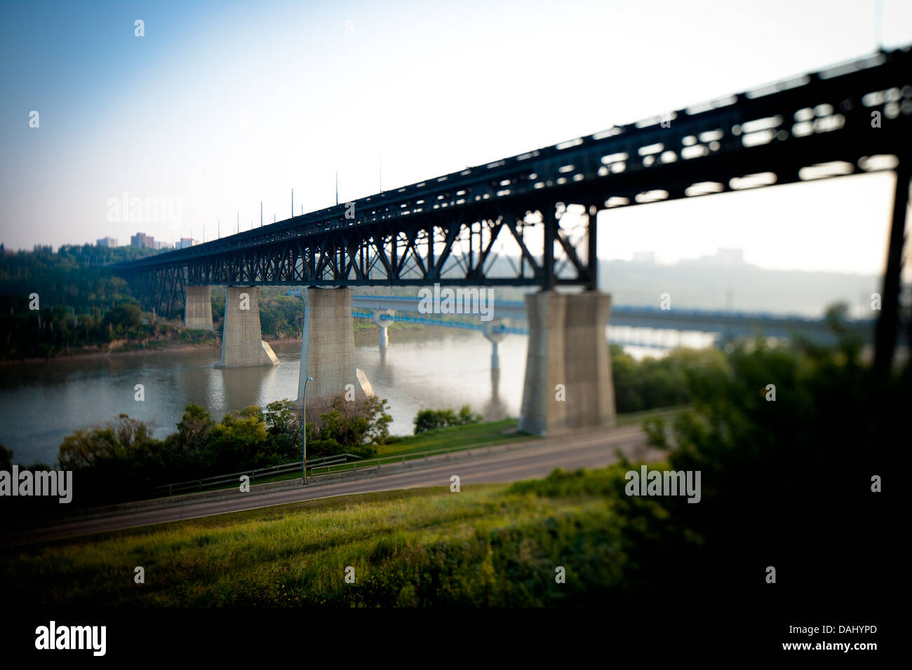 High level bridge, Edmonton, Alberta, Canada as seen from legislature grounds. Stock Photo