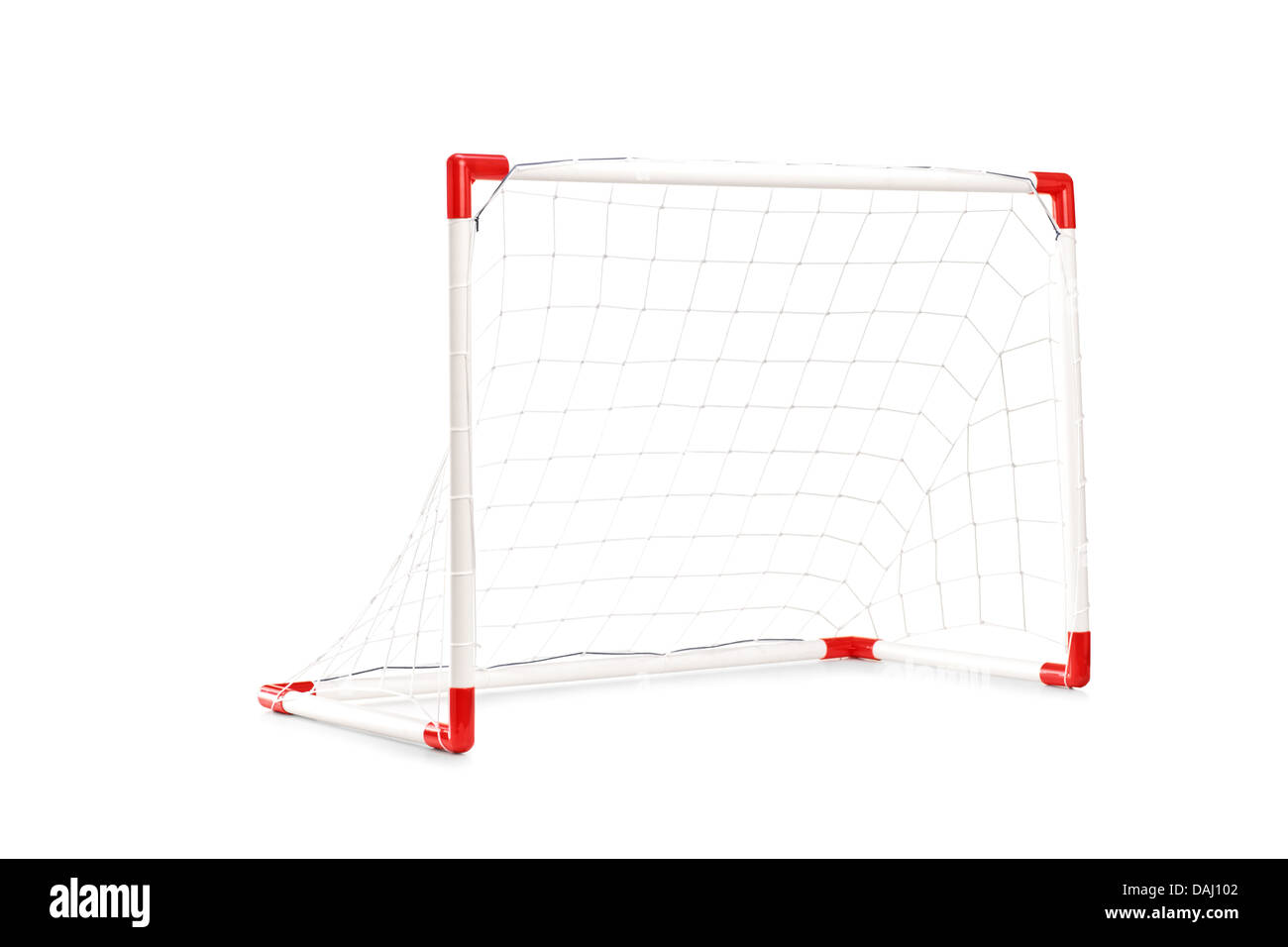 Studio shot of a small soccer goal Stock Photo