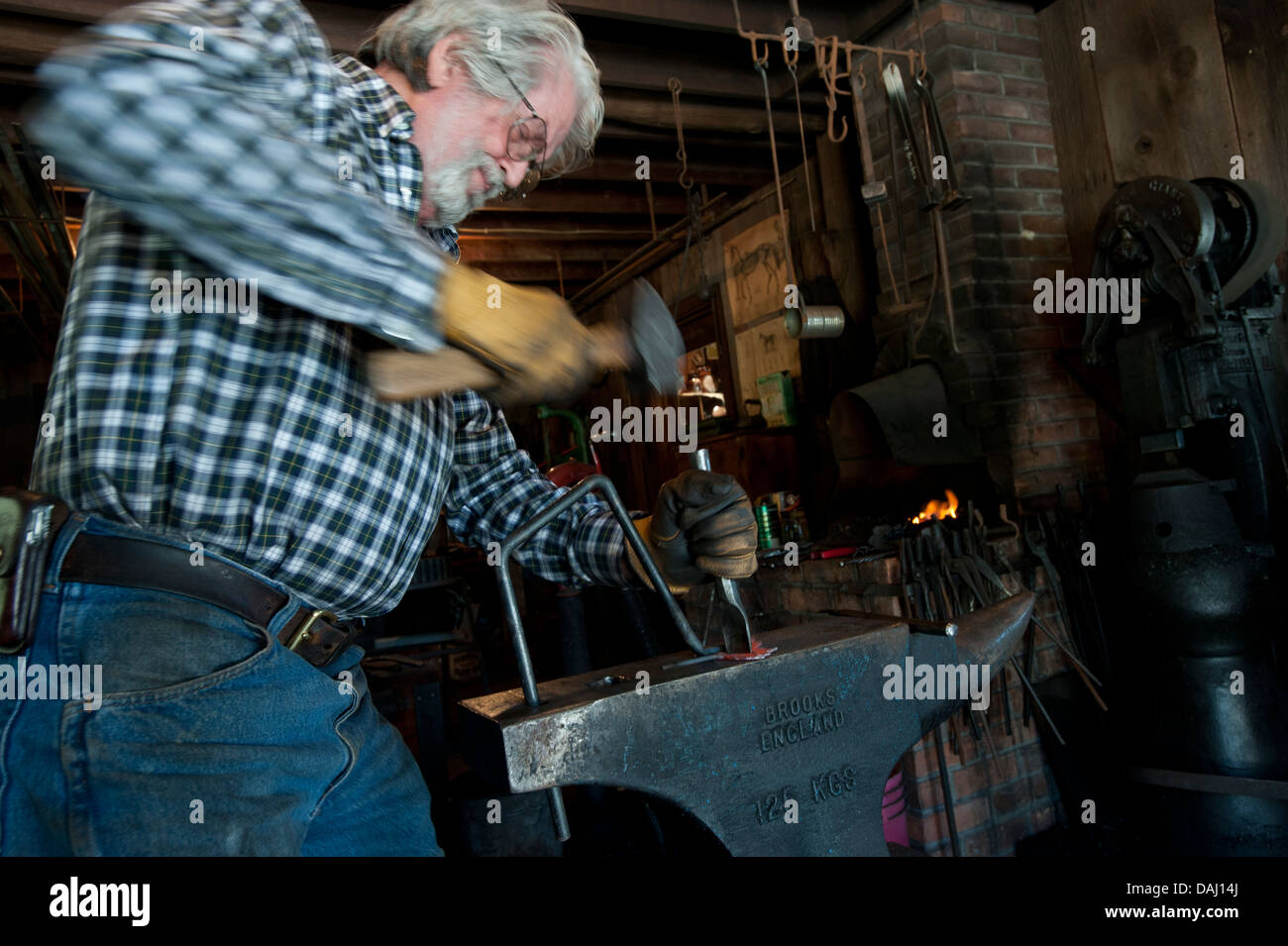 Blacksmith at Iron & Lace, Bentonsport, Iowa, United States of America Stock Photo