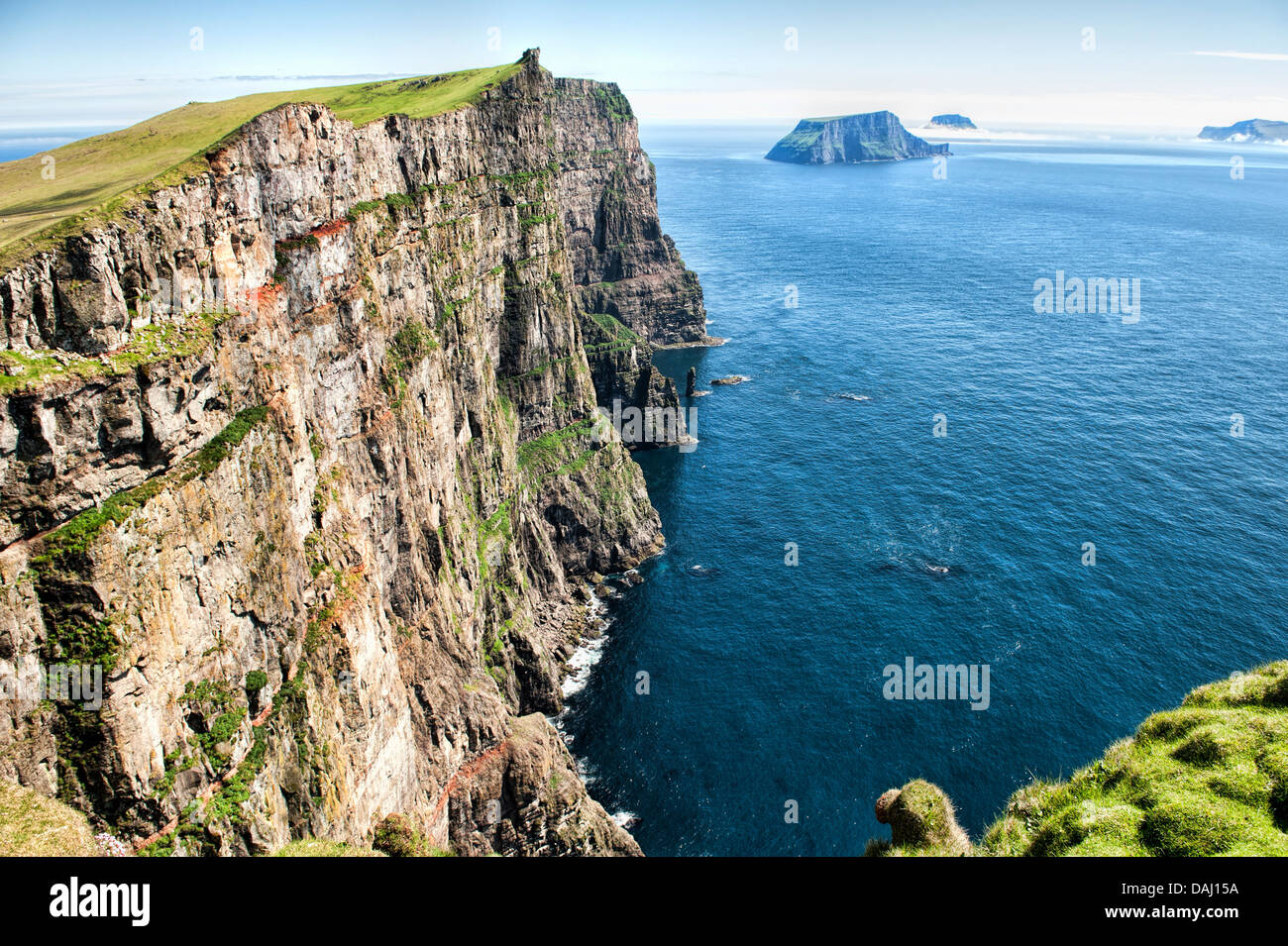 Mountain landscape in Skuvoy in the Faroe Islands Stock Photo