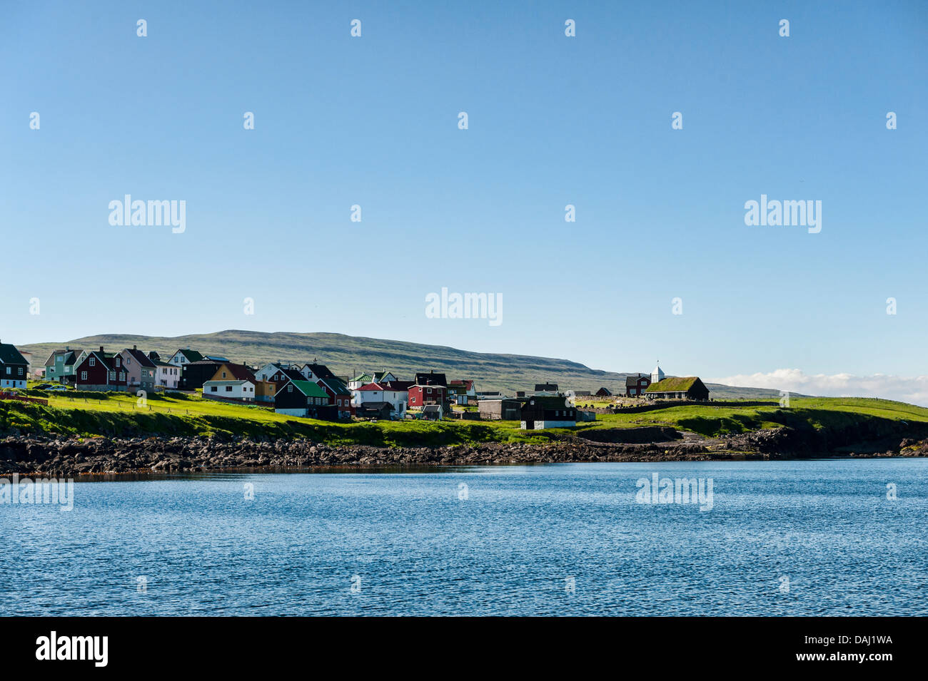 The village Sandur on Sandoy Island Stock Photo