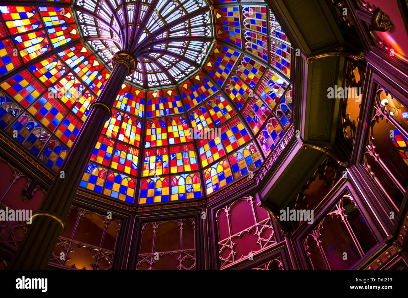 The stained glass dome of Louisiana's Old State Captiol, Baton Rouge, Louisiana, United States
