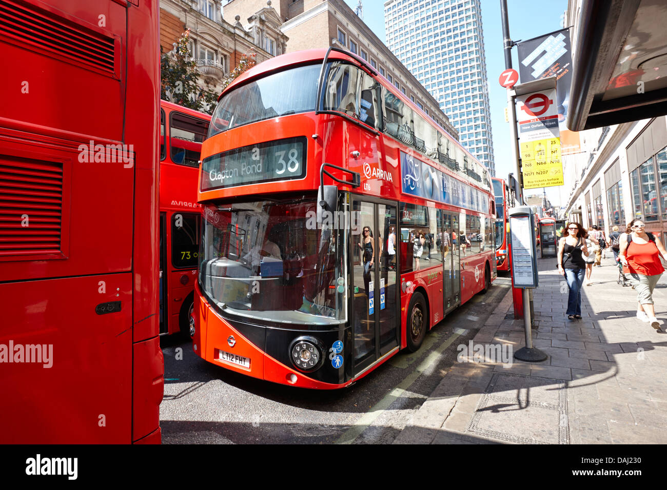 new london routemaster bus on oxford street in central london, england uk Stock Photo