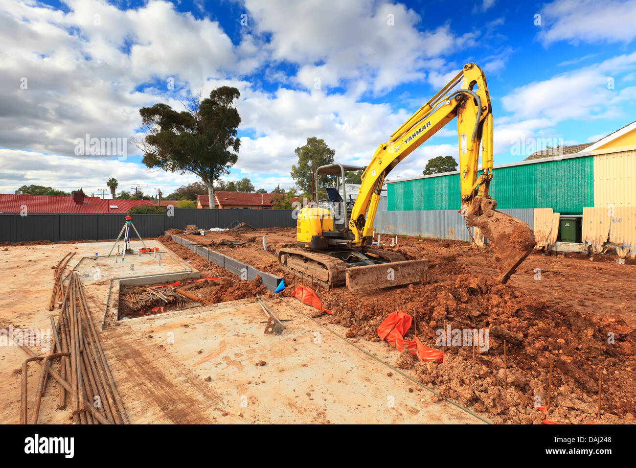 Dual house construction site in the northern suburb of Adelaide called Ingle Farm Stock Photo