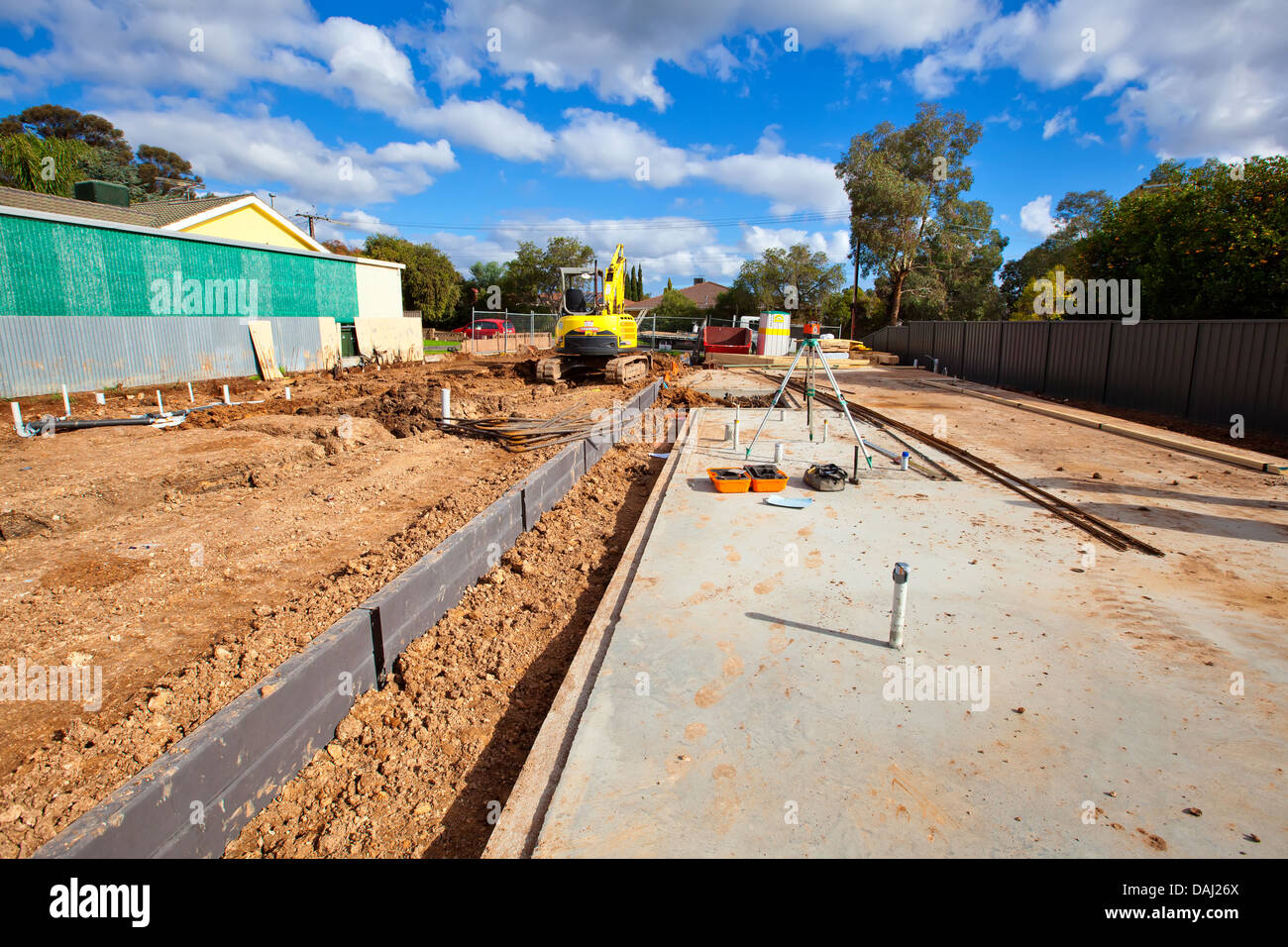 Dual house construction site in the northern suburb of Adelaide called Ingle Farm Stock Photo