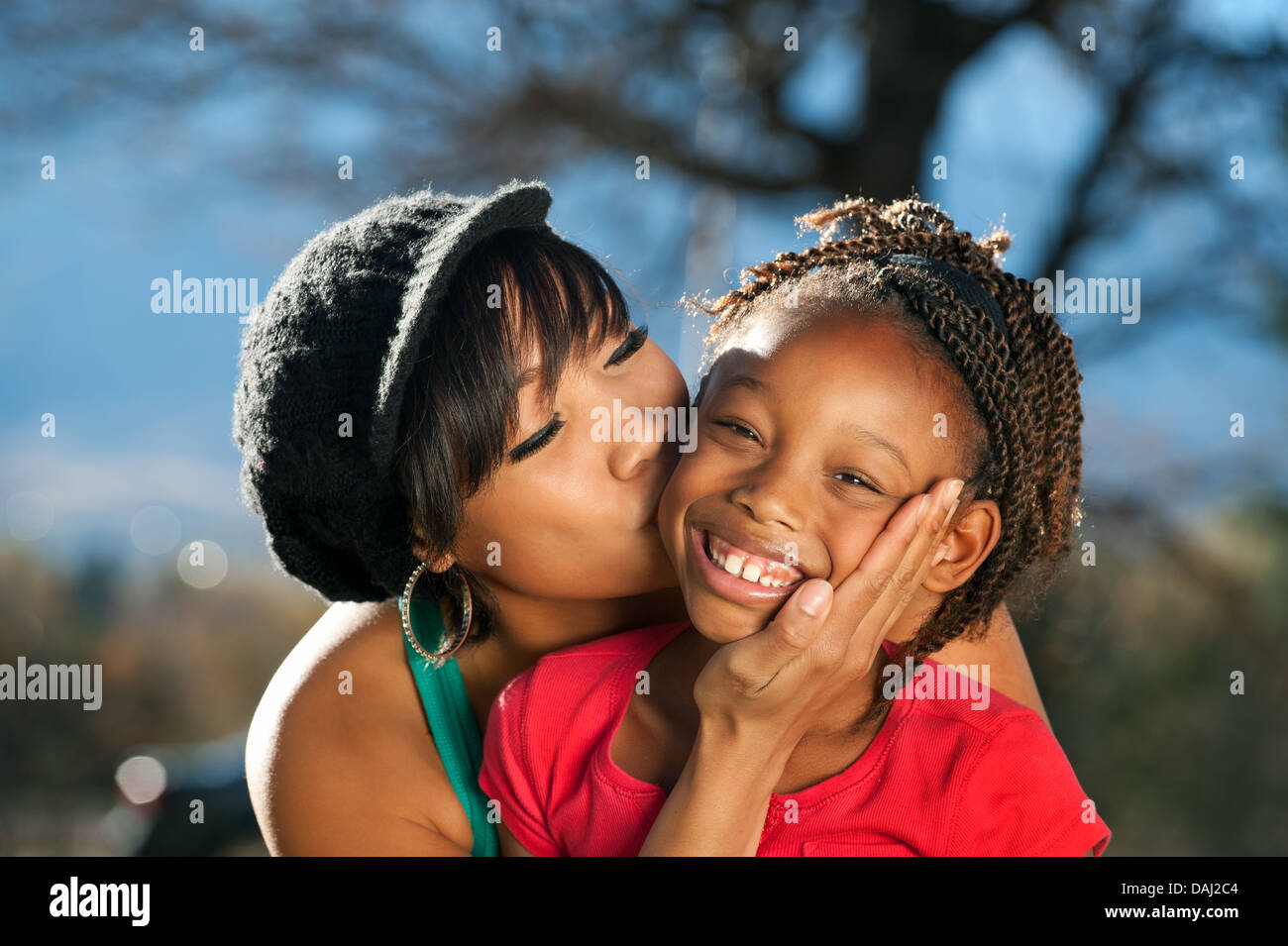 Happy African American mother and child having fun Stock Photo