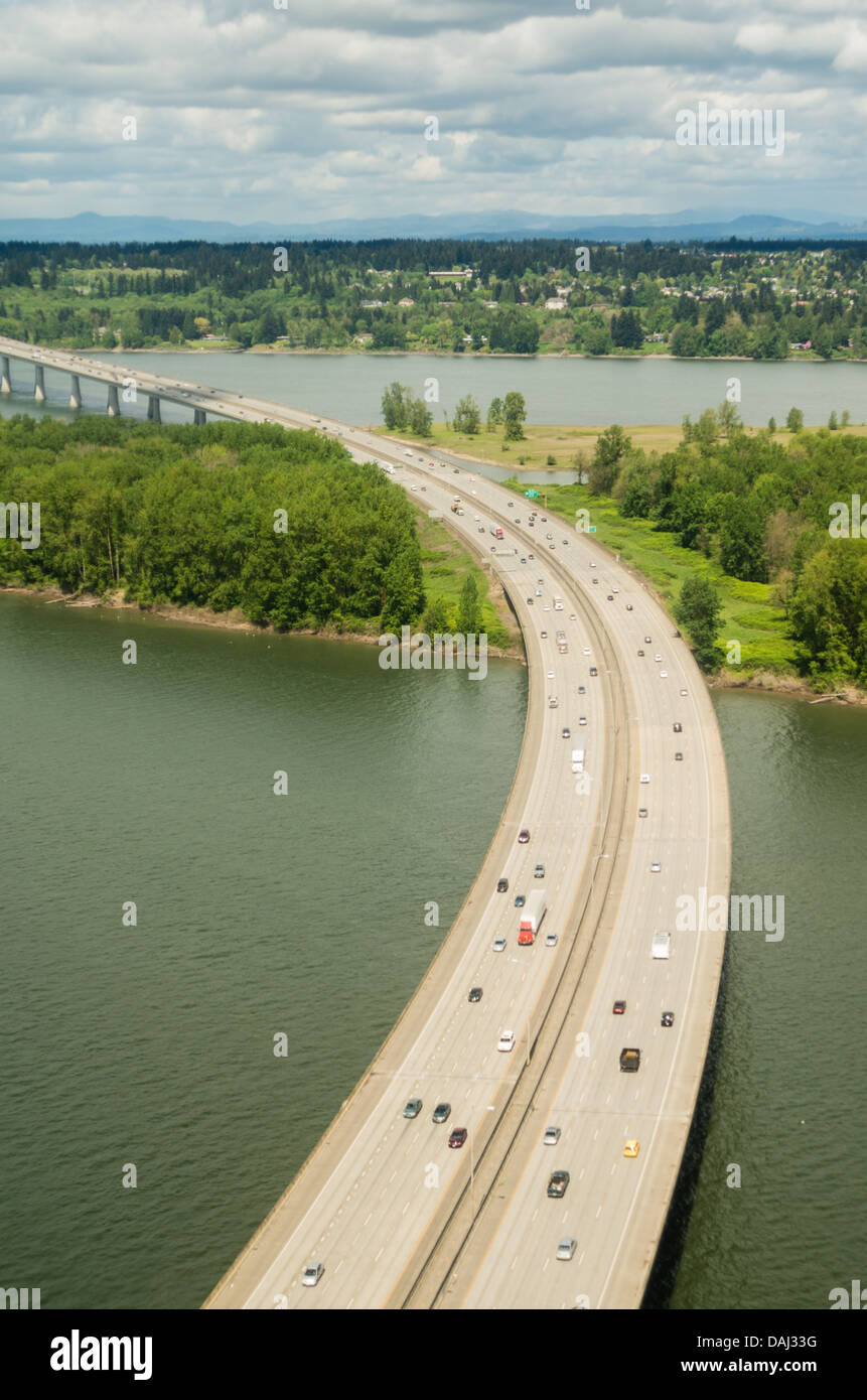 Portland Oregon United States. The Glenn Jackson bridge takes interstate 205 over the Columbia