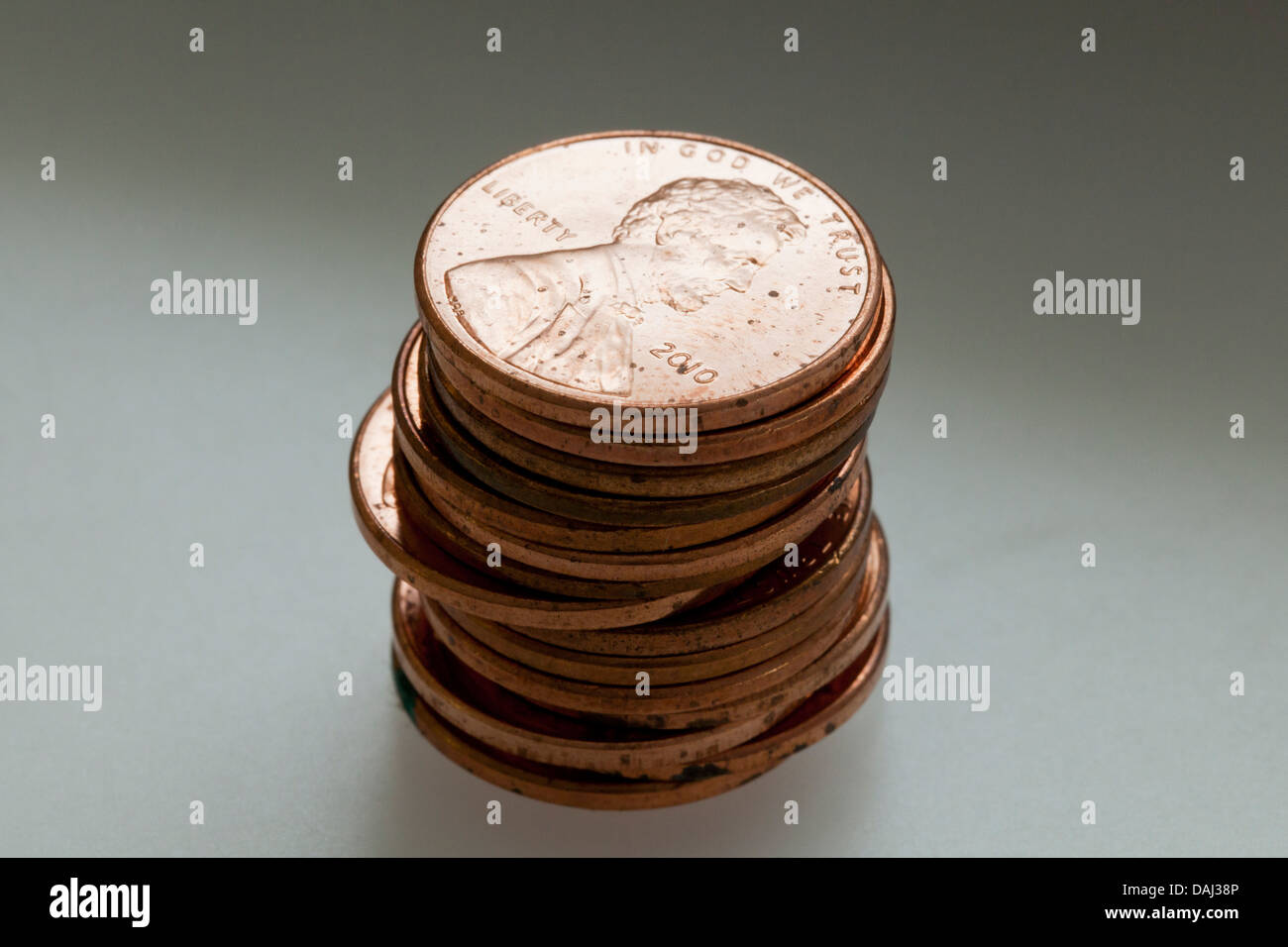 Stack of pennies Stock Photo