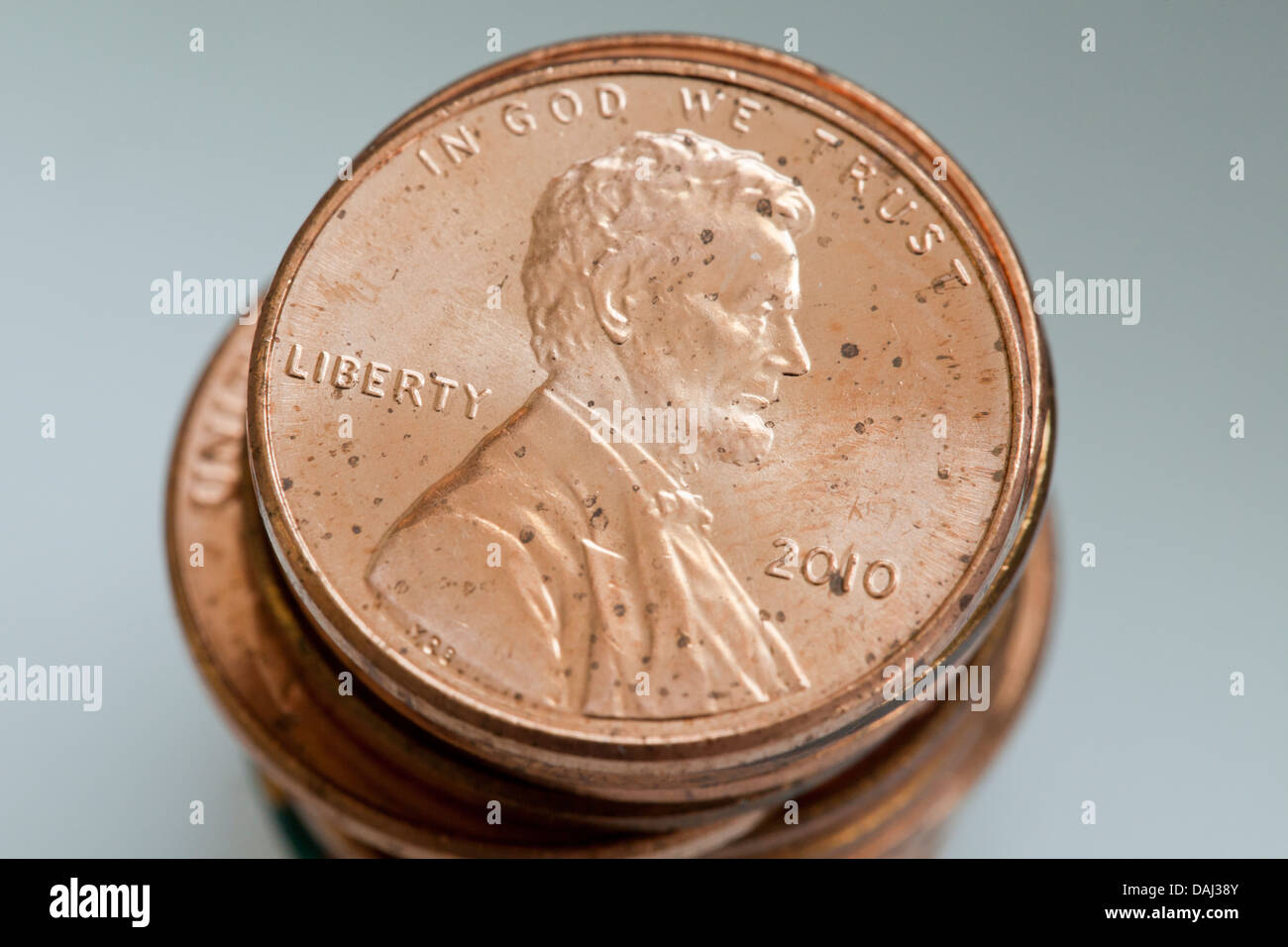 Stack of pennies Stock Photo
