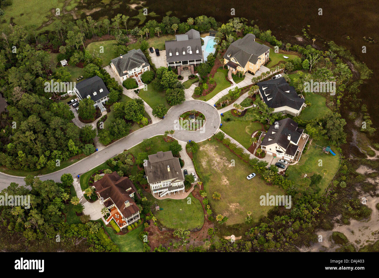 Aerial view of a residential development Mount Pleasant, SC Stock Photo