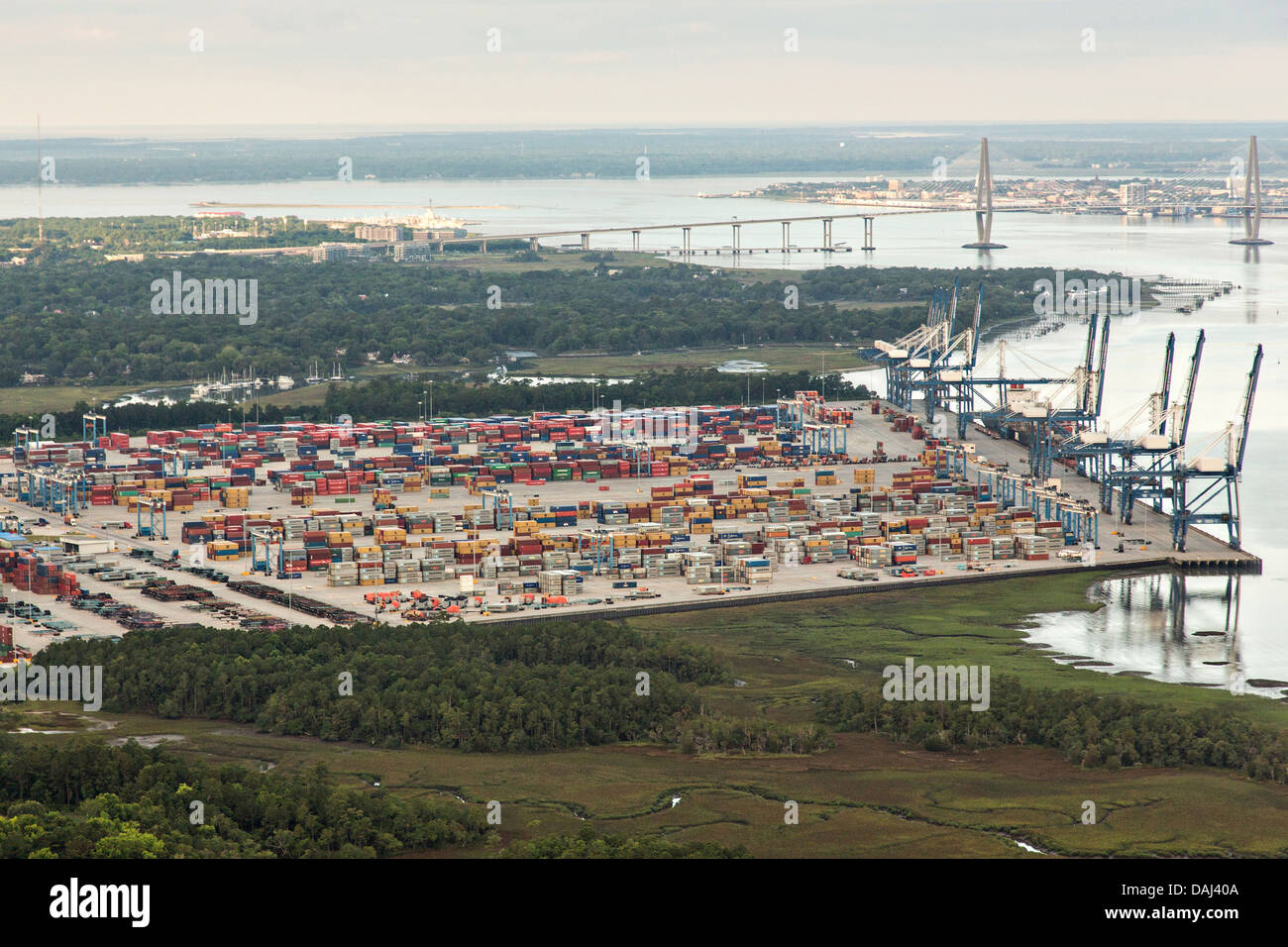 Aerial view of the Port of Charleston Wando Terminal in Charleston, SC