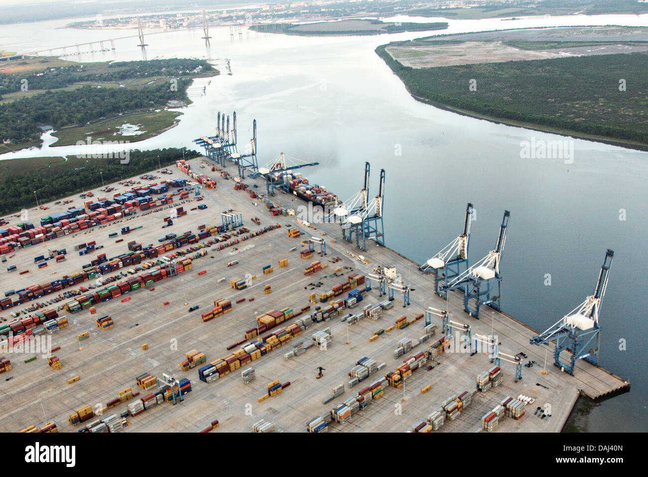 Aerial View Of The Port Of Charleston Wando Terminal In Charleston Sc