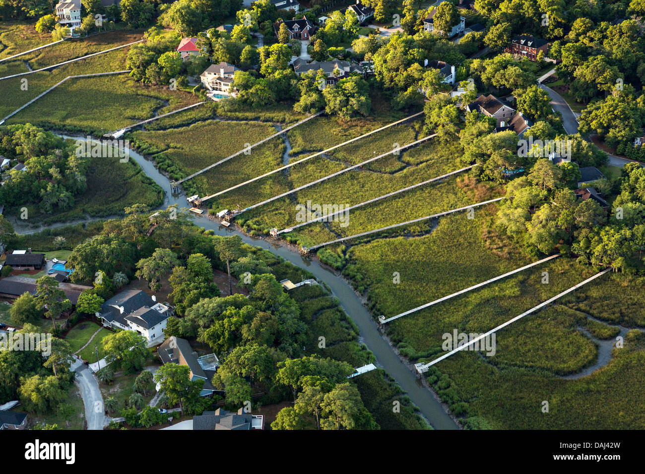 Aerial view of marsh front homes in Mount Pleasant, SC Stock Photo Alamy