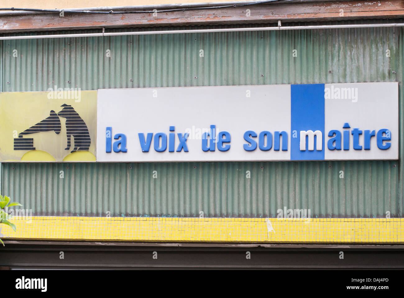 Sign, La Voix de Son Maitre or His Master's Voice, Nice, France Stock Photo