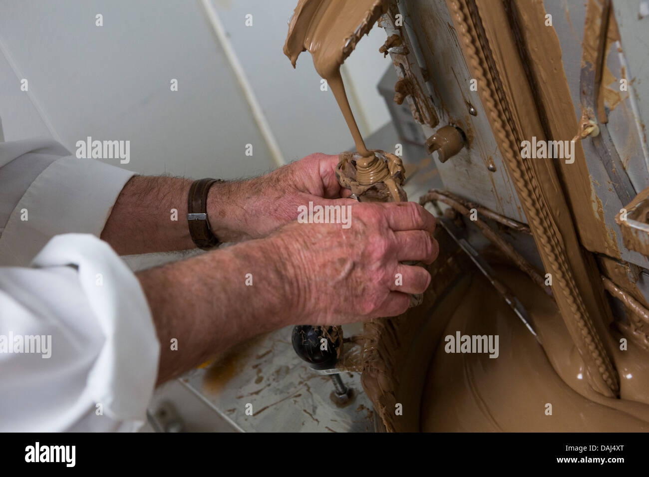 Chocolate production at the Dolle's Salt Water Taffy factory in Ocean