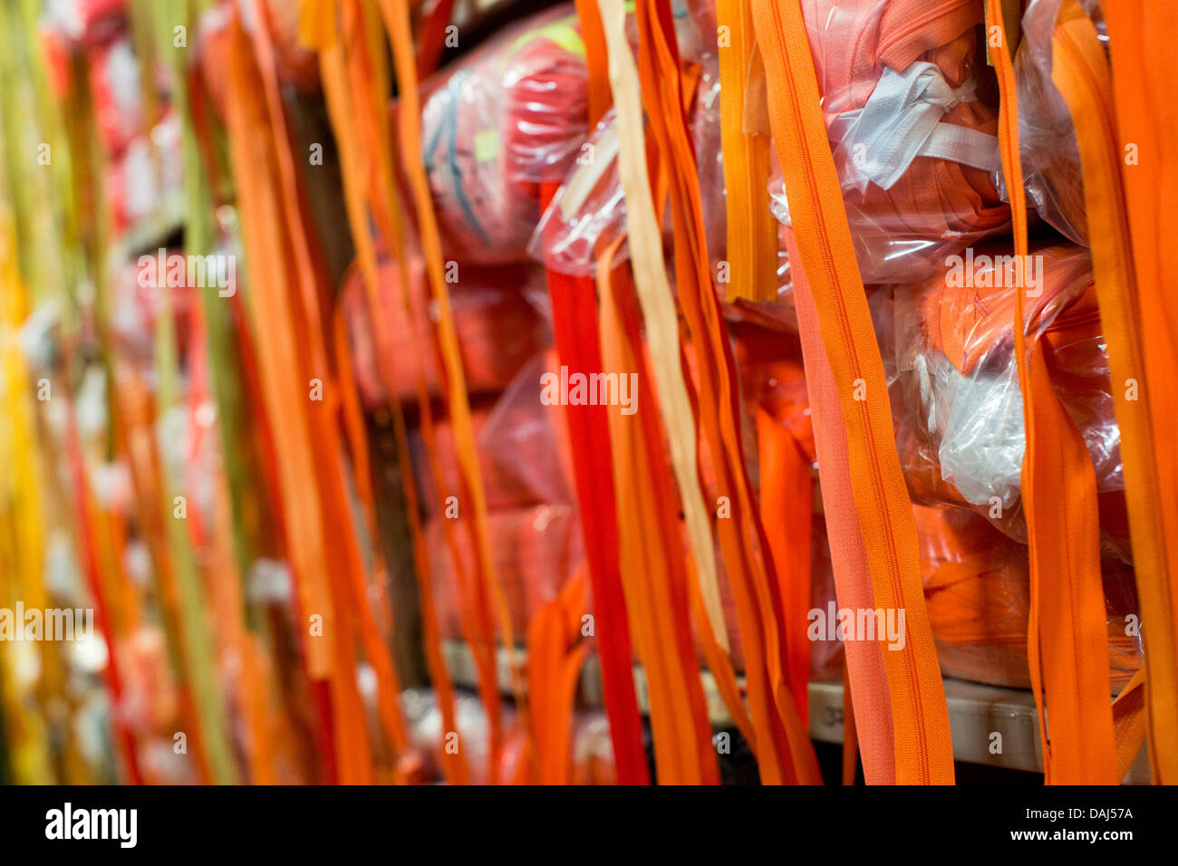 The zipper warehouse at zipper maker UCAN in downtown Los Angeles Stock