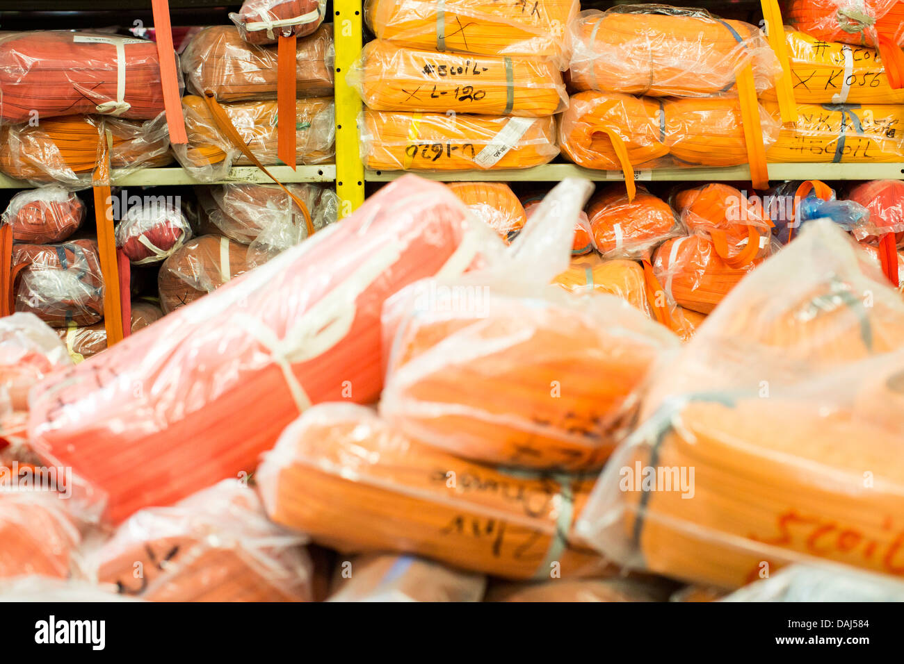 The zipper warehouse at zipper maker UCAN in downtown Los Angeles Stock