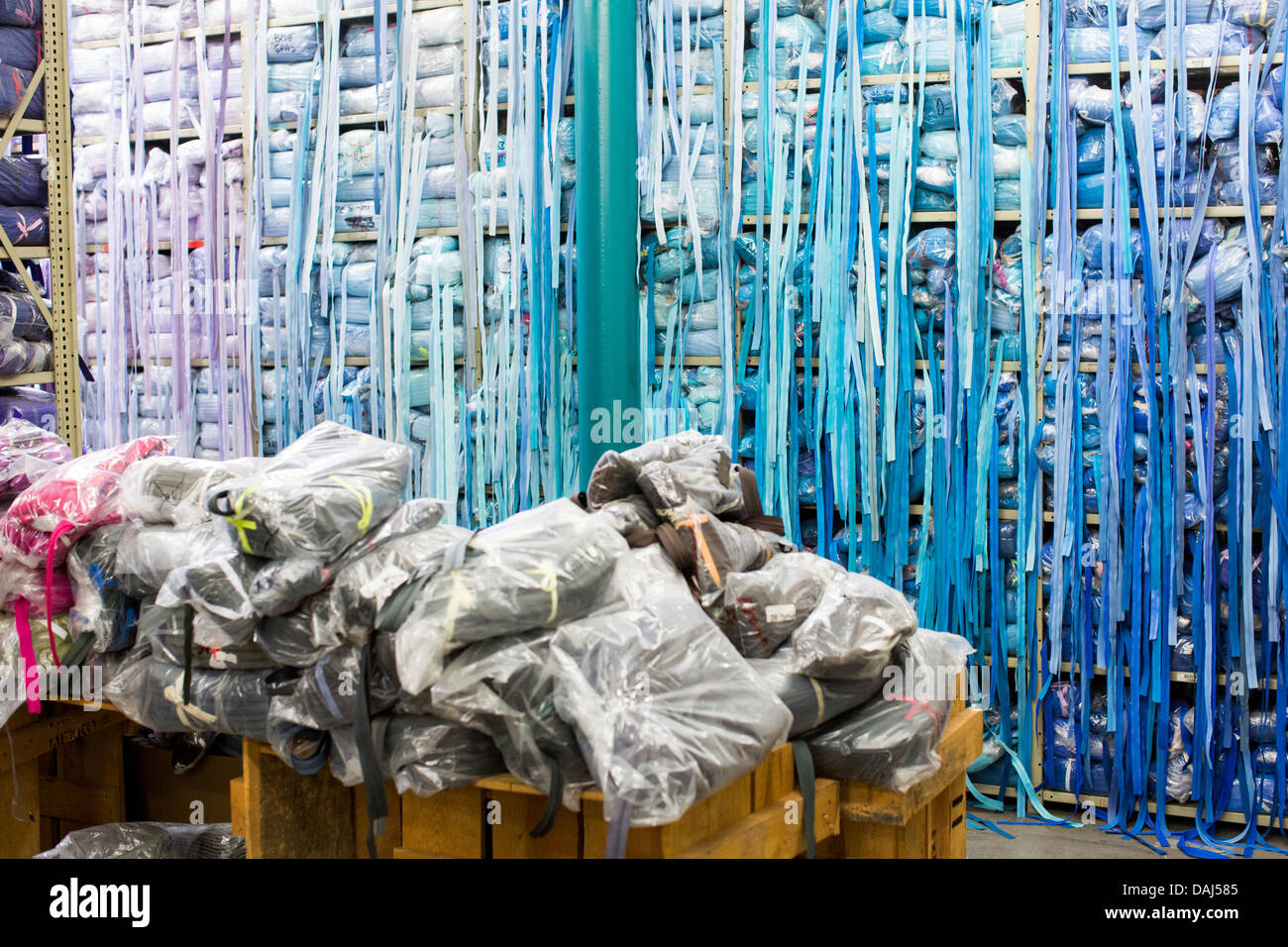 The zipper warehouse at zipper maker UCAN in downtown Los Angeles Stock