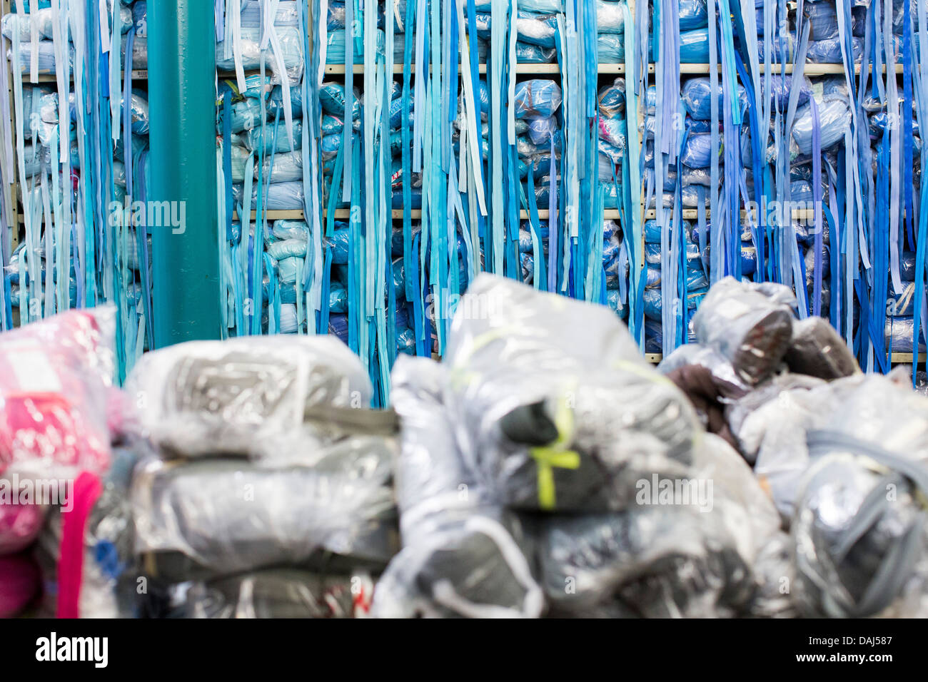 The zipper warehouse at zipper maker UCAN in downtown Los Angeles Stock
