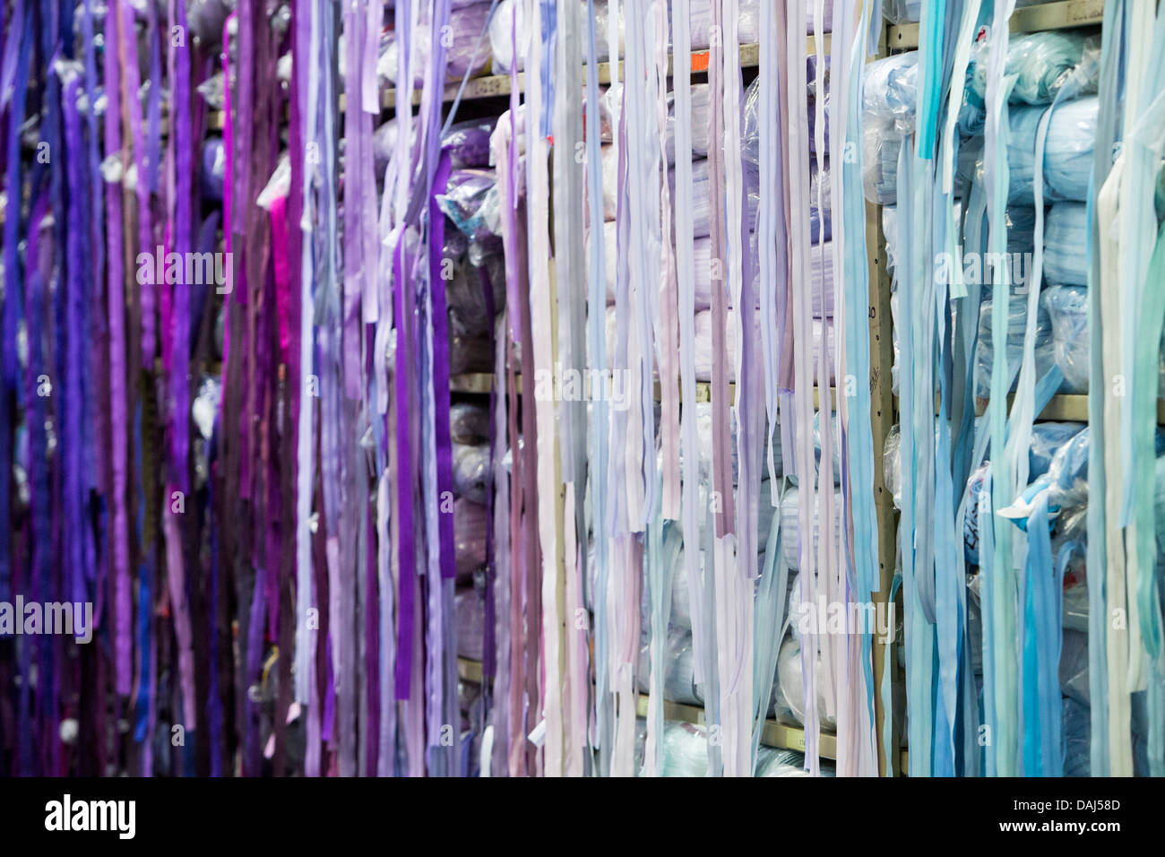 The zipper warehouse at zipper maker UCAN in downtown Los Angeles Stock