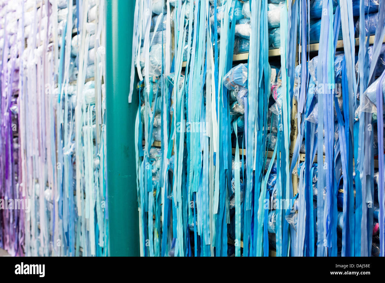 The zipper warehouse at zipper maker UCAN in downtown Los Angeles Stock
