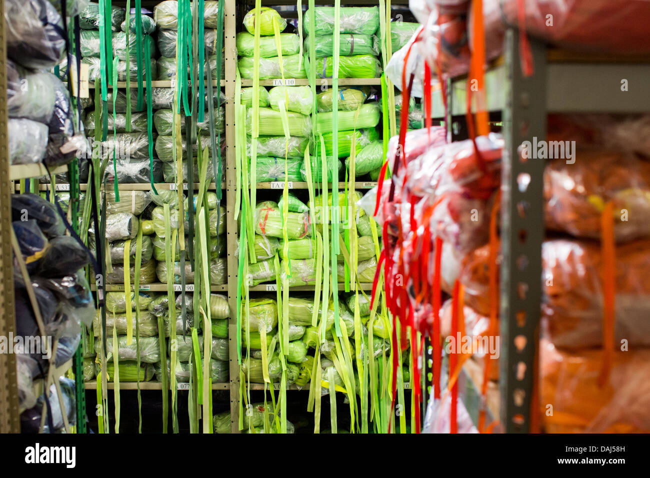 The zipper warehouse at zipper maker UCAN in downtown Los Angeles Stock